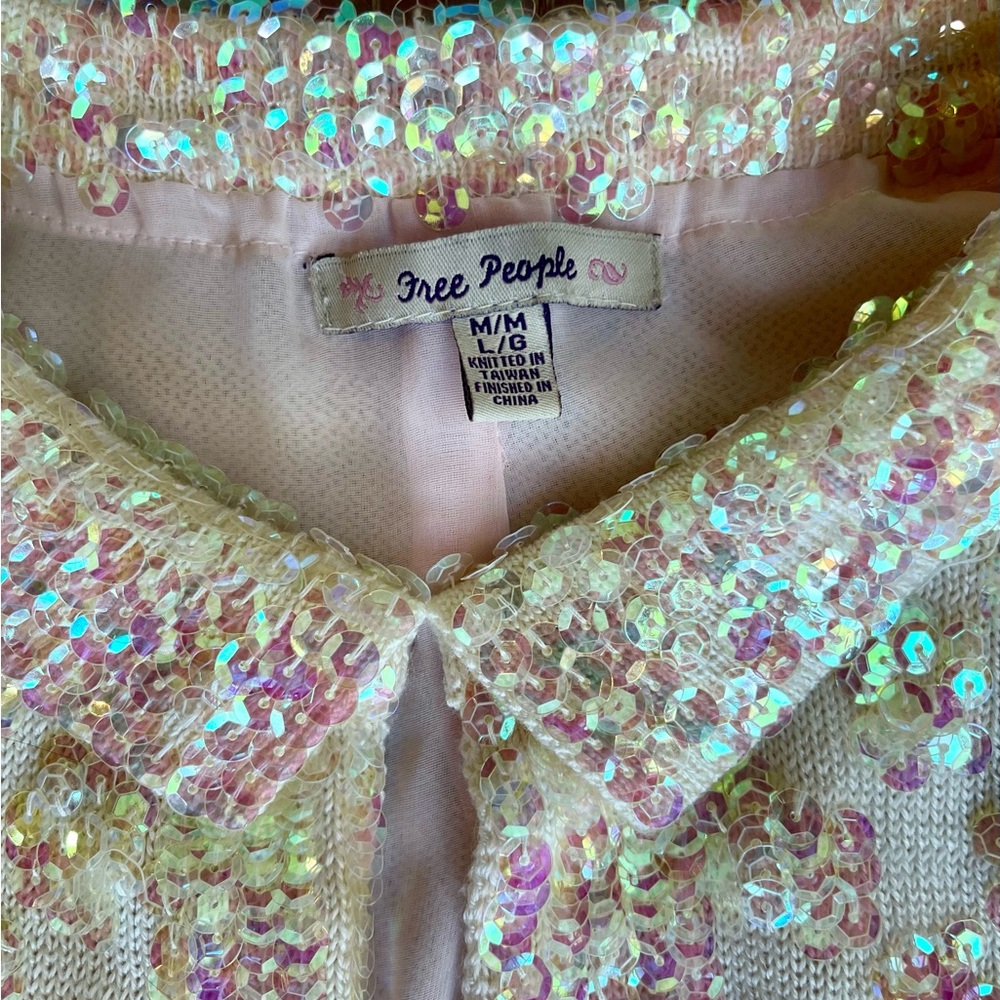 Opalescent Cream Sequin Jacket Cardigan